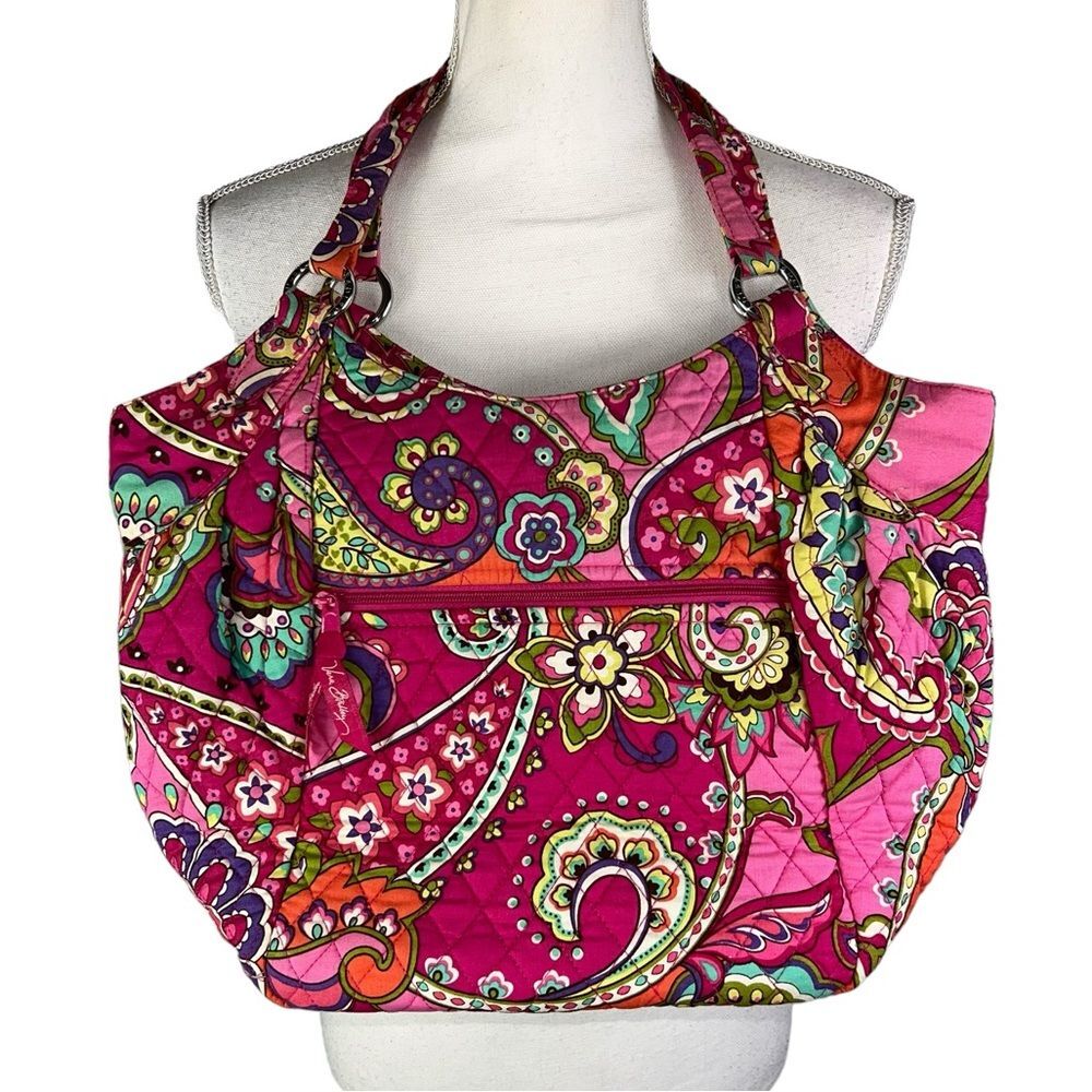 Pink Paisley Quilted Tote Bag - Stylish Everyday Shoulder Bag